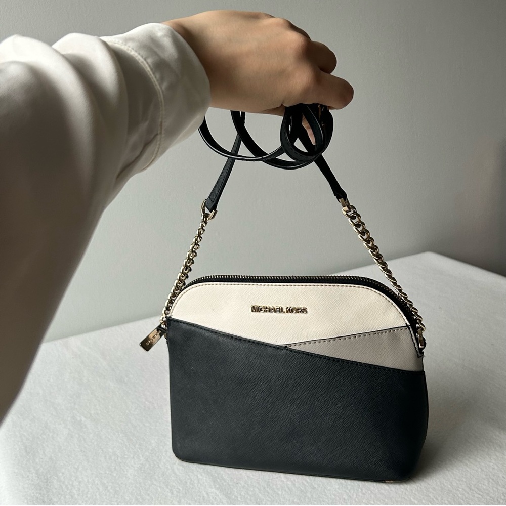 Michael Kors Black, White and Gray Colorblock Crossbody